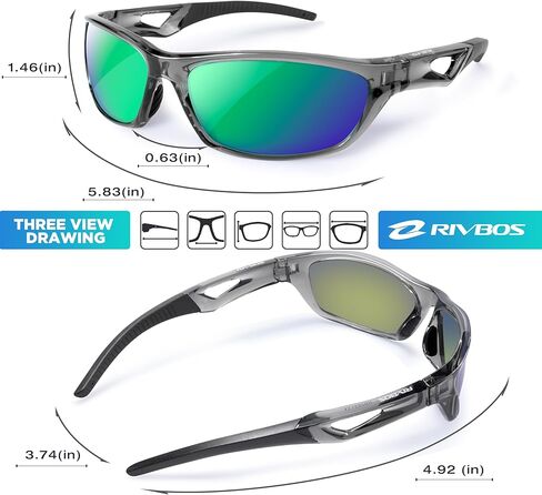 RIVBOS Polarized Sports Sunglasses Driving Sunglasses Shades for Men Women Tr90 Frame for Cycling Fishing Running RB831 in Kuwait