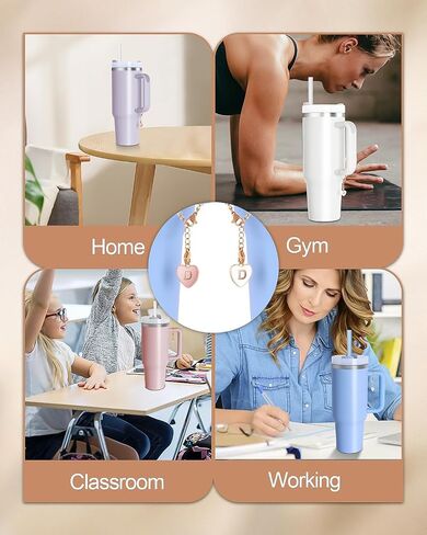 إكسسوارات سحر حرف OriJoy لكأس ستانلي، قطعتان من سحر مقبض حرف معرف الاسم لستانلي/كوب حديث بسيط، سحر تعريف أولي على شكل قلب in Kuwait