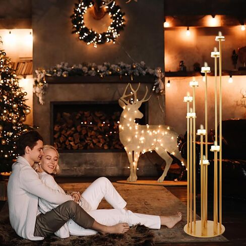حاملات شموع أرضية مجموعة طويلة من الشمعدانات الأرضية الذهبية لشموع الدعامة، حوامل شموع أرضية معدنية لعيد الميلاد وحفلات الزفاف والمنزل وحفلات الهالوين in Kuwait