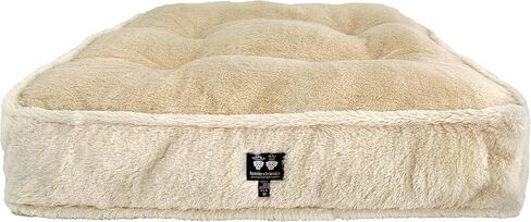 سرير مستطيل الشكل للحيوانات الأليفة والكلاب من بيسي آند بارني متوسط الشعر الطبيعي الفاخر الفاخر من الفرو الصناعي المخملي للغاية (مقاسات متعددة) in Kuwait