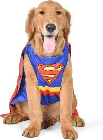 DC Comics Superhero Superman Halloween Dog Costume - Size Medium- | DC Superhero Halloween Costumes for Dogs, Funny Dog Costumes | Officially Licensed DC Dog Halloween Costume Blue in Saudi Arabia