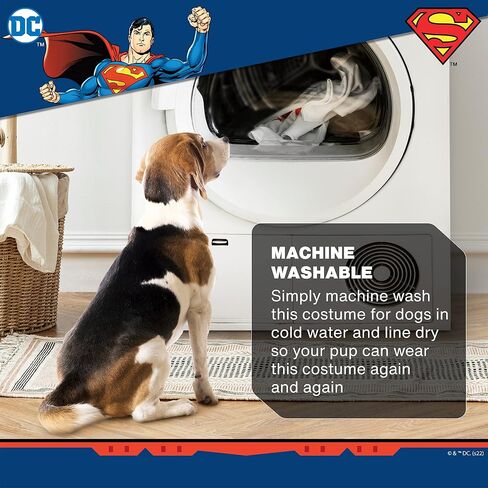 DC Comics Superhero Superman Halloween Dog Costume - Size Medium- | DC Superhero Halloween Costumes for Dogs, Funny Dog Costumes | Officially Licensed DC Dog Halloween Costume Blue in Saudi Arabia