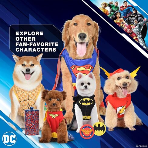 DC Comics Superhero Superman Halloween Dog Costume - Size Medium- | DC Superhero Halloween Costumes for Dogs, Funny Dog Costumes | Officially Licensed DC Dog Halloween Costume Blue in Saudi Arabia