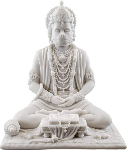 Top Collection 8" Hanuman Hindu Statue in White Marble Finish - Hindu God of Strength Figurine in Saudi Arabia