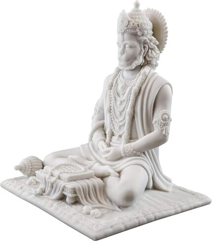 Top Collection 8" Hanuman Hindu Statue in White Marble Finish - Hindu God of Strength Figurine in Saudi Arabia