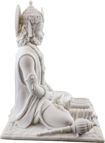 Top Collection 8" Hanuman Hindu Statue in White Marble Finish - Hindu God of Strength Figurine in Saudi Arabia