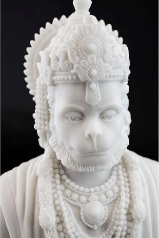 Top Collection 8" Hanuman Hindu Statue in White Marble Finish - Hindu God of Strength Figurine in Saudi Arabia