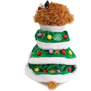 NACOCO Dog Cloak Pet Winter Clothes Christmas Tree Coat Cute and Warm Dog Costumes (Green,L)
