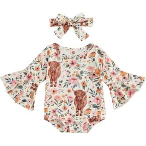 wybzd Western Baby Boy Girl Clothes Toddler Cowboy Outfit Long Sleeve Shirt Romper Newborn Onesie Cute Fall Bodysuit