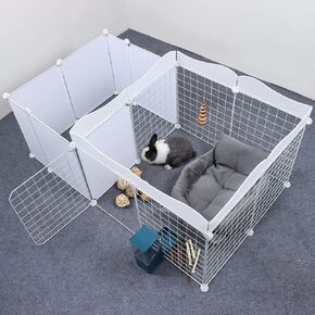 VCZONE 9.5 قدم مربع روضة خنزير غينيا في الأماكن المغلقة مع الباب والدانتيل، 14 لوحة قفص روضة DIY لأرنب الحيوانات الصغيرة، خنازير غينيا، الكلب الصغير والقط، 49.2 × 28 × 22 بوصة، الزخارف غير متضمنة in Kuwait