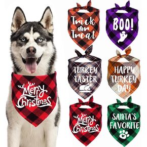 STMK 6 Pack Holiday Dog Bandanas, Halloween Thanksgiving Day Christmas Dog Bandanas for Large Dogs Costumes (Large) in Saudi Arabia