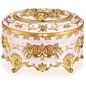Hipiwe Vintage Metal Jewelry Box - Heart Shape Trinket Organizer Ring Box Case with Rose Pattern Jewelry Storage Box for Ring Earrings Necklace, Gift for Women Girls in Kuwait
