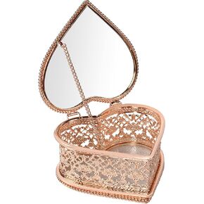 فانيروم صندوق مجوهرات زجاجي عتيق، طبق لعرض خاتم الخطوبة والزفاف، صندوق تذكاري على شكل قلب ذهبي in Kuwait