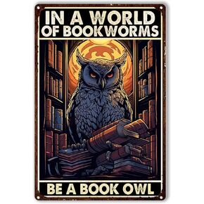 Funny Tin Signs In a world full of bookworms be a book dog for Home Decorations 8x12inch-Tin Sign