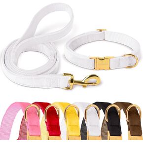 GAMUDA Velvet Dog Collar and Leash, Super Soft and Smooth, Heavy Duty Gold Buckle, Comfortable and Easy to Clean, Adjustable Collar for Dog (S, Brown)