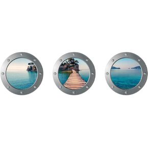 ملصق حائط BESPORTBLE جداري منظر الشاطئ، ملصق حائط ثلاثي الأبعاد قابل للإزالة على نافذة شاطئ البحر، ديكور فني للمنزل لغرفة النوم والحمام والحضانة وغسالة ستيكر in Kuwait