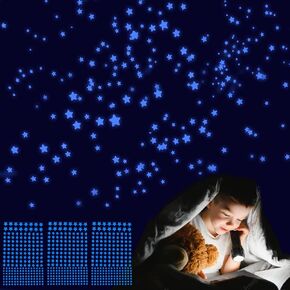 ملصقات تتوهج في الظلام - 633 قطعة من الملصقات ذاتية اللصق على شكل نجمة، ملصقات فلورسنت ثلاثية الأبعاد لغرفة نوم الأطفال وغرفة المعيشة لتزيين المنزل باللون البرتقالي in Kuwait