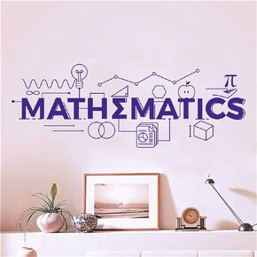 Mathematics Wall Decal, Math Symbol Doodle Classroom Study Vinyl Wall Art | Math Education Vinyl Decals School Classroom Decoration Motivational Poster Wall Murals HQ951 (Blue) in Saudi Arabia