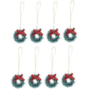 Mini Holiday Wreath -Tiny Sisal Wreath Accented with White Faux Snow & Red Bow -Crafts and Dolls - 1 Inch - Set of 8 in Saudi Arabia