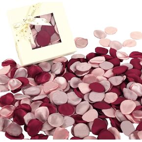 Whaline 300Pcs Silk Rose Petals Dusty Blue Flower Petals with Gift Box Artificial Scatter Flowers for Bridal Shower Romantic Night Wedding Aisle Table Centerpieces Reception Tables Decorations