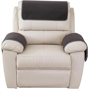3 Pcs/Set Recliner Covers Armrest Covers for Recliner Chair with Storage Pockets Headrest Cover for Sofa Recliner Protector (Coffee)