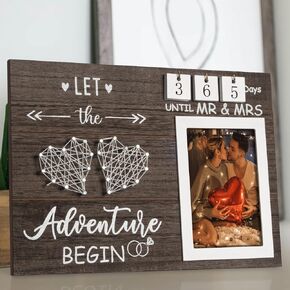 Engagement Picture Frame, Engagement Gifts For Couples Newly Engaged Unique, Wedding Countdown Calendar, Couple Picture Frames, Bridal Shower Gift For Her Or Him Wedding Gift, Let The Adventure Begin in Kuwait