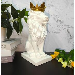 15''H Gold Lion Statue-The King of Beasts Crown Lion Figurines Decor Resin Sculpture Shelf Decorations,Queen Royal Crown Lion Gifts for Men in Saudi Arabia