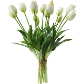15pcs Flowers Artificial Tulip Silk Flowers, Tulip with Stems for DIY Bouquets, Faux Flowers for Vase,Tulips Artificial Flowers Real Touch(Purple)