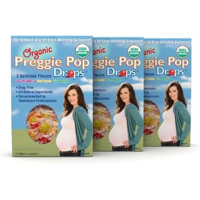 قطرات بريجي العضوية | تخفيف غثيان الصباح والغثيان أثناء الحمل | آمنة للأمهات الحوامل والأطفال | خالية من الغلوتين | 3 نكهات: ليمون وتوت العليق والتفاح الأخضر، 12 قطعة (عبوة من 3) in Kuwait