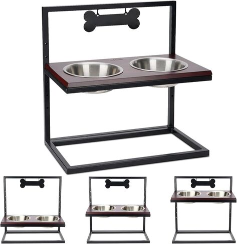 WANTRYAPET أوعية تغذية الكلاب المرتفعة قابلة للتعديل 3 ارتفاعات، أوعية مياه طعام مقاومة للكسر، حامل تغذية الحيوانات الأليفة المرتفع مع علامات الأسماء وعلامة، مثالية للجراء والقطط والكلاب، حاصلة على براءة اختراع in Kuwait