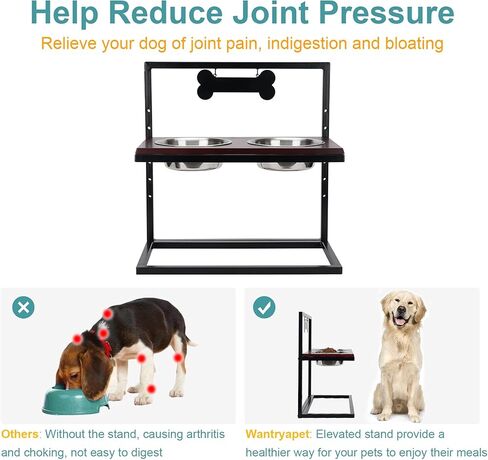 WANTRYAPET أوعية تغذية الكلاب المرتفعة قابلة للتعديل 3 ارتفاعات، أوعية مياه طعام مقاومة للكسر، حامل تغذية الحيوانات الأليفة المرتفع مع علامات الأسماء وعلامة، مثالية للجراء والقطط والكلاب، حاصلة على براءة اختراع in Kuwait