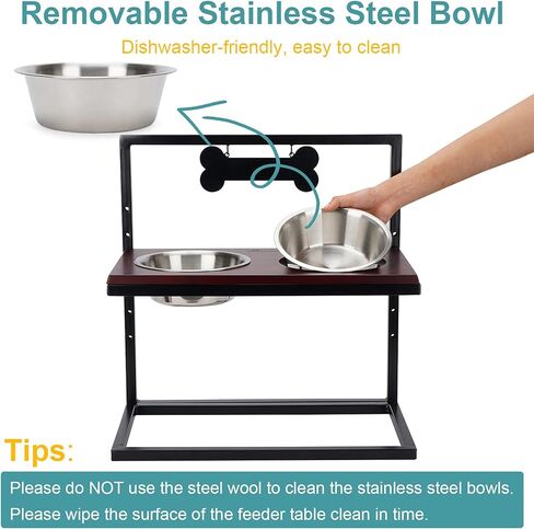 WANTRYAPET أوعية تغذية الكلاب المرتفعة قابلة للتعديل 3 ارتفاعات، أوعية مياه طعام مقاومة للكسر، حامل تغذية الحيوانات الأليفة المرتفع مع علامات الأسماء وعلامة، مثالية للجراء والقطط والكلاب، حاصلة على براءة اختراع in Kuwait