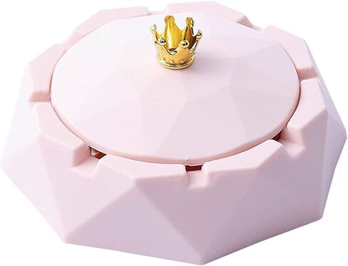 Tabletop Cute Ashtray with Lids,Pink Stainless Steel Ashtray,Windproof,Cigarettes Ashtray for Indoor or Outdoor Use,Desktop Smoking-Ash Tray for Home,Office Decoration in Kuwait