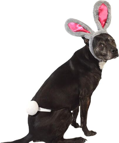 Midlee Easter Bunny Gray & Pink Rabbit Ears for Large Dogs Headband with Tail in Saudi Arabia