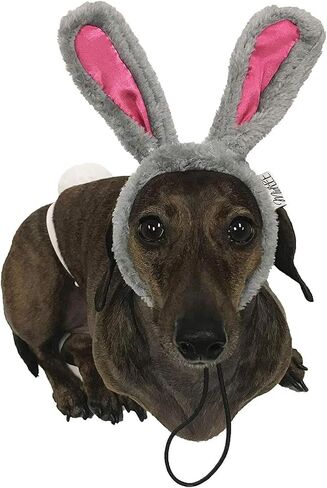 Midlee Easter Bunny Gray & Pink Rabbit Ears for Large Dogs Headband with Tail in Saudi Arabia