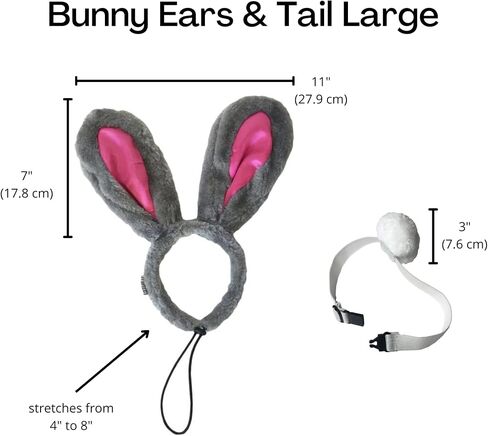 Midlee Easter Bunny Gray & Pink Rabbit Ears for Large Dogs Headband with Tail in Saudi Arabia