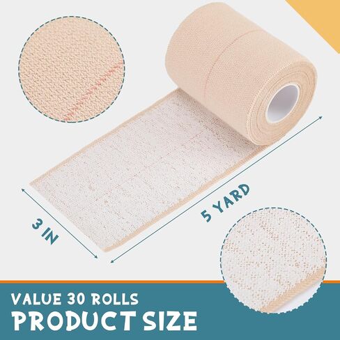 30 Rolls Adhesive Elastic Tape Bandage Tape Self Adhesive Bandage Wrap Elastic Tape Flexible Stretch Bandages for Sports Ankle Knee and Wrist Sprains Animal Pets (2 Inch x 5 Yard) in Saudi Arabia