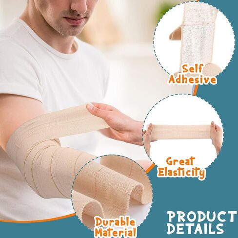 30 Rolls Adhesive Elastic Tape Bandage Tape Self Adhesive Bandage Wrap Elastic Tape Flexible Stretch Bandages for Sports Ankle Knee and Wrist Sprains Animal Pets (2 Inch x 5 Yard) in Saudi Arabia