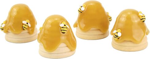 Howogee Wood Beehive Decor Farmhouse Bee Tiered Tray Display Spring Summer Bumble Bee Skep Nursery Home Decorations, 4 PCS in Saudi Arabia