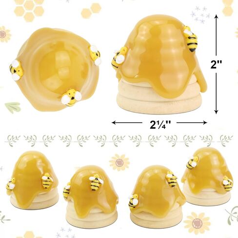 Howogee Wood Beehive Decor Farmhouse Bee Tiered Tray Display Spring Summer Bumble Bee Skep Nursery Home Decorations, 4 PCS in Saudi Arabia