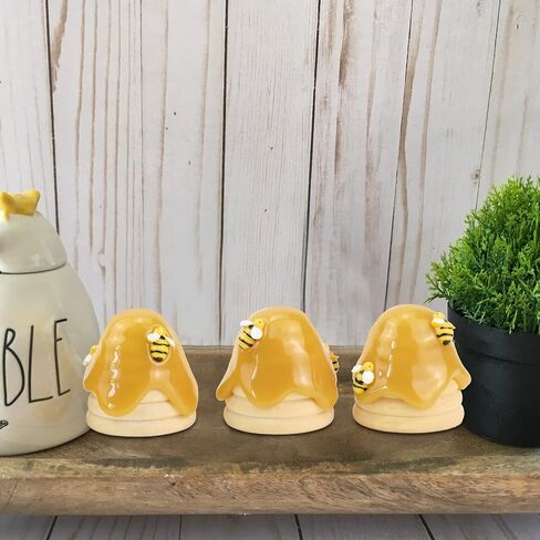 Howogee Wood Beehive Decor Farmhouse Bee Tiered Tray Display Spring Summer Bumble Bee Skep Nursery Home Decorations, 4 PCS in Saudi Arabia