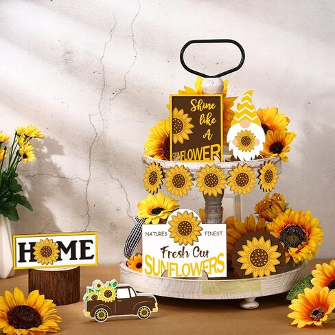 Jetec 12 Pcs Valentine's Day Tiered Tray Decor Set Valentines Heart Wood Sign Gnome Truck Rustic Farmhouse Tray Signs Table Decor for Romantic Valentine's Day Home Kitchen(Sunflower, 12 Pcs) in Saudi Arabia