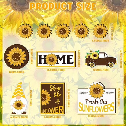 Jetec 12 Pcs Valentine's Day Tiered Tray Decor Set Valentines Heart Wood Sign Gnome Truck Rustic Farmhouse Tray Signs Table Decor for Romantic Valentine's Day Home Kitchen(Sunflower, 12 Pcs) in Saudi Arabia