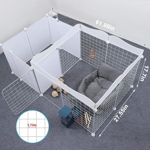 VCZONE 9.5 قدم مربع روضة خنزير غينيا في الأماكن المغلقة مع الباب والدانتيل، 14 لوحة قفص روضة DIY لأرنب الحيوانات الصغيرة، خنازير غينيا، الكلب الصغير والقط، 49.2 × 28 × 22 بوصة، الزخارف غير متضمنة in Kuwait