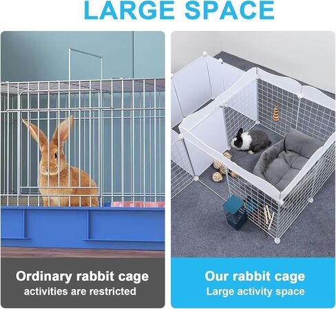 VCZONE 9.5 قدم مربع روضة خنزير غينيا في الأماكن المغلقة مع الباب والدانتيل، 14 لوحة قفص روضة DIY لأرنب الحيوانات الصغيرة، خنازير غينيا، الكلب الصغير والقط، 49.2 × 28 × 22 بوصة، الزخارف غير متضمنة in Kuwait