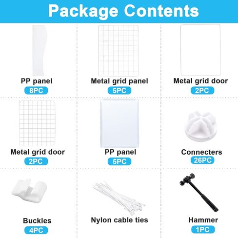 VCZONE 9.5 قدم مربع روضة خنزير غينيا في الأماكن المغلقة مع الباب والدانتيل، 14 لوحة قفص روضة DIY لأرنب الحيوانات الصغيرة، خنازير غينيا، الكلب الصغير والقط، 49.2 × 28 × 22 بوصة، الزخارف غير متضمنة in Kuwait