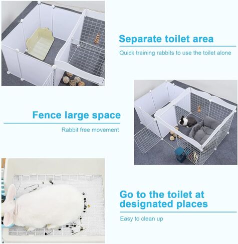 VCZONE 9.5 قدم مربع روضة خنزير غينيا في الأماكن المغلقة مع الباب والدانتيل، 14 لوحة قفص روضة DIY لأرنب الحيوانات الصغيرة، خنازير غينيا، الكلب الصغير والقط، 49.2 × 28 × 22 بوصة، الزخارف غير متضمنة in Kuwait