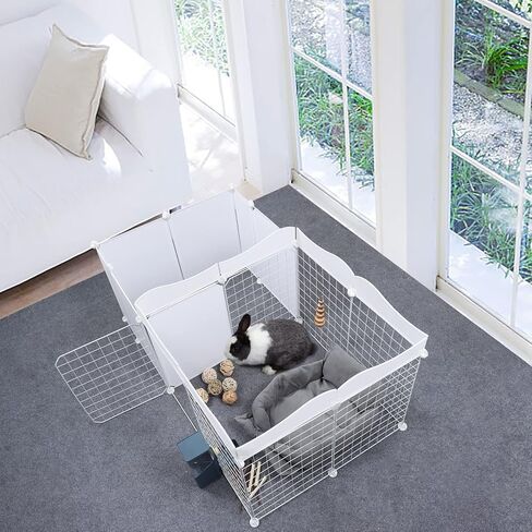 VCZONE 9.5 قدم مربع روضة خنزير غينيا في الأماكن المغلقة مع الباب والدانتيل، 14 لوحة قفص روضة DIY لأرنب الحيوانات الصغيرة، خنازير غينيا، الكلب الصغير والقط، 49.2 × 28 × 22 بوصة، الزخارف غير متضمنة in Kuwait