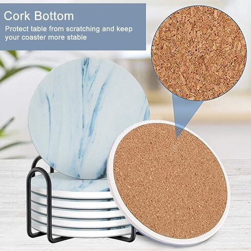 YumSur Drink Coasters Set of 6 Absorbent Ceramic Stone Coasters with Cork Bottom，Flower Heat and Scratch Resistance Decorative Drink Mats Coasters Cup Coasters in Saudi Arabia