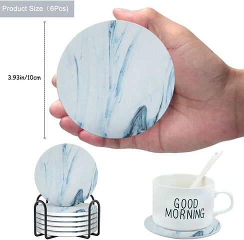 YumSur Drink Coasters Set of 6 Absorbent Ceramic Stone Coasters with Cork Bottom，Flower Heat and Scratch Resistance Decorative Drink Mats Coasters Cup Coasters in Saudi Arabia